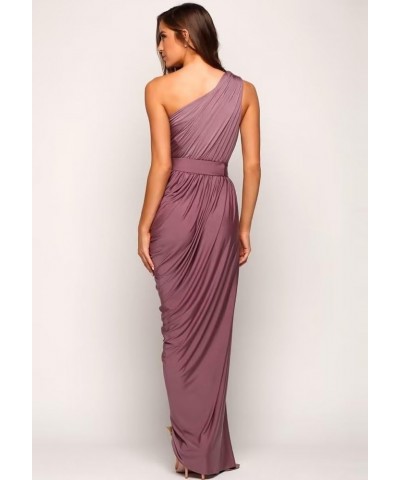 One Shoulder Bridesmaid Dresses Long for Wedding Satin Prom Evening Party Mermaid Formal Gown Hot Pink $35.18 Dresses