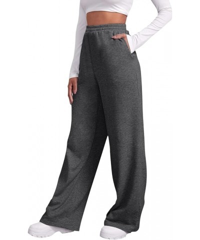 Pants for Women 2024 Trendy High Waisted Wide Leg Sweatshirt Pants Lounge Baggy Comfy Pajama Pants with Pockets 5e dark Gray ...