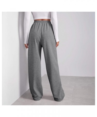 Pants for Women 2024 Trendy High Waisted Wide Leg Sweatshirt Pants Lounge Baggy Comfy Pajama Pants with Pockets 5e dark Gray ...