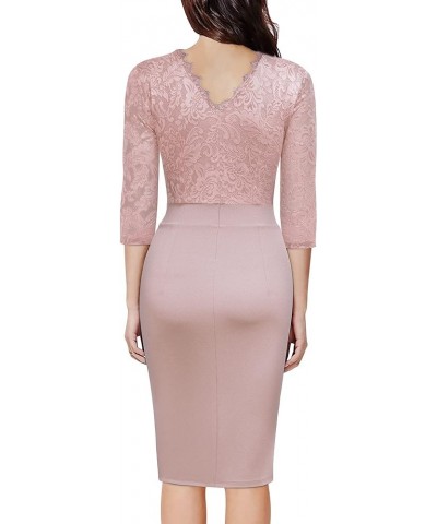 Women's Floral Lace Split Slim Cocktail Party Dress A-pink $14.30 Dresses