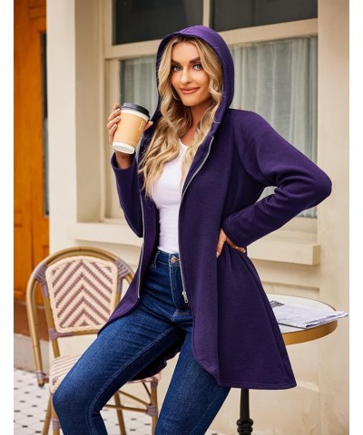 Women's Fleece Zip up Hoodies Long Thicken Outerwear Jacket Oversize Sweatshirts with Pockets Fleece Purple $9.45 Hoodies & S...