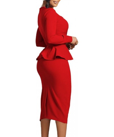 Women's Long Sleeve Dresses Fashion Tunic Sheath Skirt Casual Solid Color Business Dresses Square Neck Warp Dresses 1 red $20...