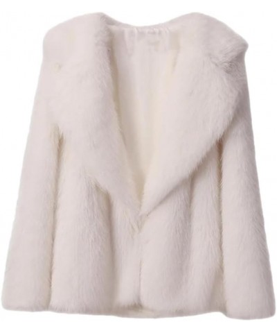 Women Faux Fur Coat Jacket Winter Loose Oversized Long Overcoat White Fur Coat $76.52 Coats