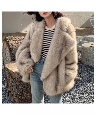 Women Faux Fur Coat Jacket Winter Loose Oversized Long Overcoat White Fur Coat $76.52 Coats