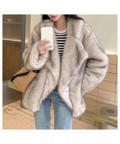 Women Faux Fur Coat Jacket Winter Loose Oversized Long Overcoat White Fur Coat $76.52 Coats