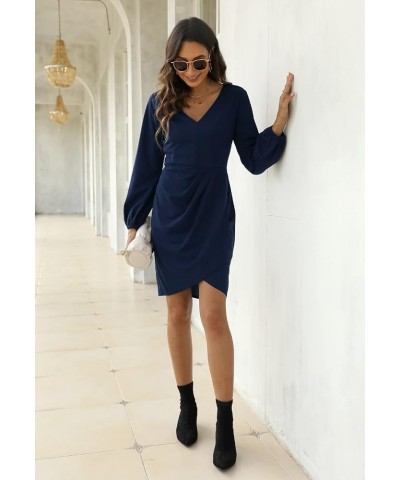 Women's Bodycon Sleeveless Deep V Neck Summer Dress Wrap Ruched Cocktail Party Mini Dresses MY062 101- Navy $26.87 Dresses