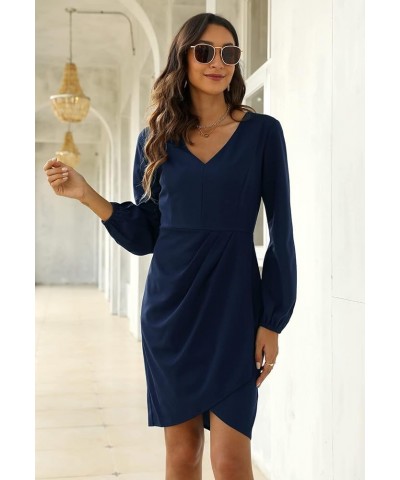 Women's Bodycon Sleeveless Deep V Neck Summer Dress Wrap Ruched Cocktail Party Mini Dresses MY062 101- Navy $26.87 Dresses