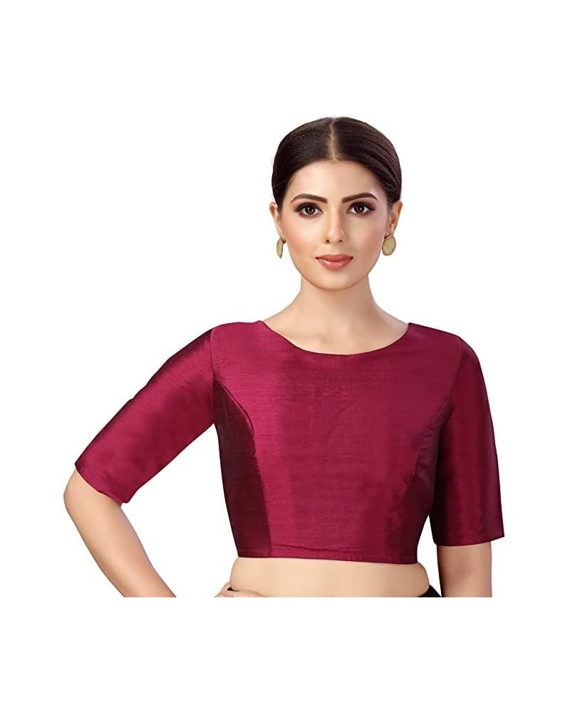 SimplyLady Women's Polyester Saree Blouses for Women Readymade Choli top Indian blouse Wine $26.09 Blouses