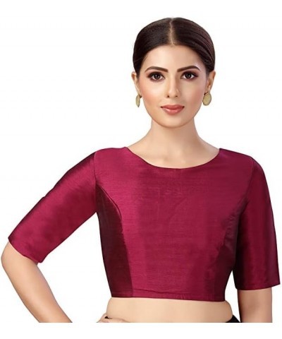 SimplyLady Women's Polyester Saree Blouses for Women Readymade Choli top Indian blouse Wine $26.09 Blouses