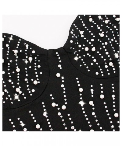 Women's Sexy Rhinestone Bustier Corset Glitter Diamond Push Up Crop Top Bra Vest Rave Party Clubwear Black 951 $13.02 Bras