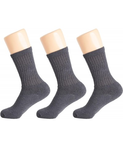 Solid Cotton Cushion Crew Socks for Women and Men Anthracite Gray, 3 Pairs $8.27 Activewear