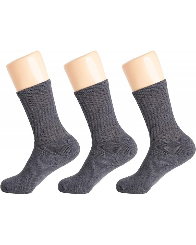 Solid Cotton Cushion Crew Socks for Women and Men Anthracite Gray, 3 Pairs $8.27 Activewear