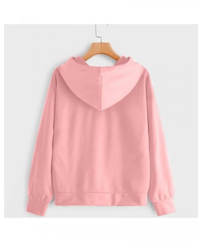 Hoodies For Women Y2K Heart Print Long Sleeve Drawstring Pullover Tops Teen Girls Trendy Loose Casual Hooded Sweatshirt Pink ...