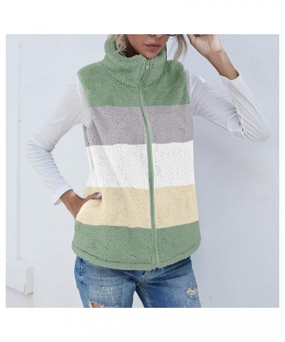 Womens Fuzzy Fleece Vest Coats Warm Sleeveless Zip Up Sherpa Jackets Casual Loose Fall Outwear with Pockets C-multicolor 04 $...