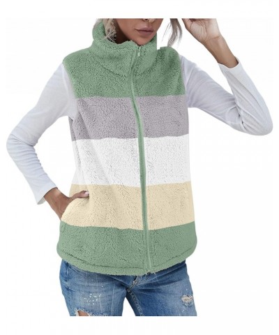 Womens Fuzzy Fleece Vest Coats Warm Sleeveless Zip Up Sherpa Jackets Casual Loose Fall Outwear with Pockets C-multicolor 04 $...