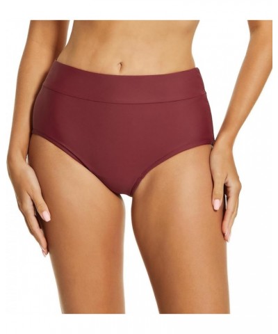 Women's Waterproof Bikini Bottoms Ruched Swim Shorts Mid Rise Swimsuit Bathing Suit Bottom Burgundy $10.99 Swimsuits