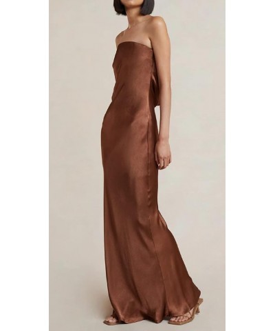 Women Off Shoulder Tube Dresses Sleeveless Strapless Midi Dress Sexy Backless Maxi Long Dress Fashion Streetwear B-brown $9.8...