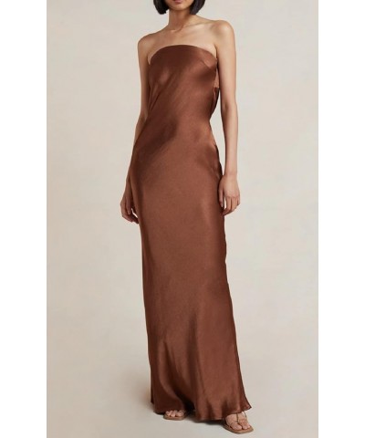 Women Off Shoulder Tube Dresses Sleeveless Strapless Midi Dress Sexy Backless Maxi Long Dress Fashion Streetwear B-brown $9.8...