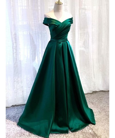 Women's Prom Dresses Long with Pockets A Line Formal Evening Ball Gowns Off The Shoulder Satin Military Party Dress 2023 Roya...