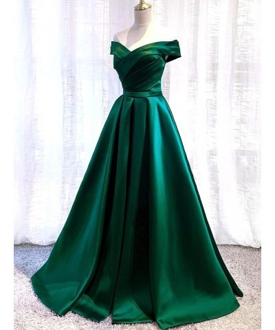 Women's Prom Dresses Long with Pockets A Line Formal Evening Ball Gowns Off The Shoulder Satin Military Party Dress 2023 Roya...