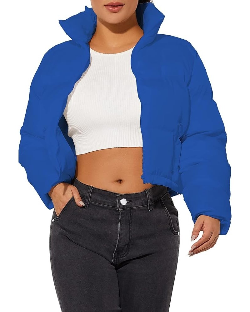 Women's Crop Short Jacket Cropped Puffer Fashion Jackets for Women Warm Winter Lightweight Coat Blue $28.52 Jackets