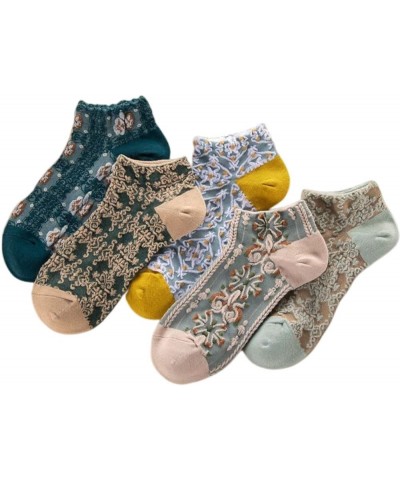 Womens Floral Socks Vintage Low Cut Ankle Socks for Women Cotton Casual Crew Socks Gifts for Women(4/5/6/7/8/10 Pairs) Floral...