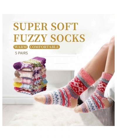 5 Pack Women Thick Soft Warm Fuzzy Socks Winter Wool Fluffy Cozy Socks Casual Home Sleep Socks with Gifts Box Multicolor-i $1...