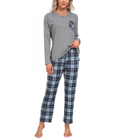 Soft Comfy Long Sleeve Pajama Sets Sleepwear for Men & Women 2 Piece Pajama Sets with Pockets Women Women-56-plaid $14.80 Sle...