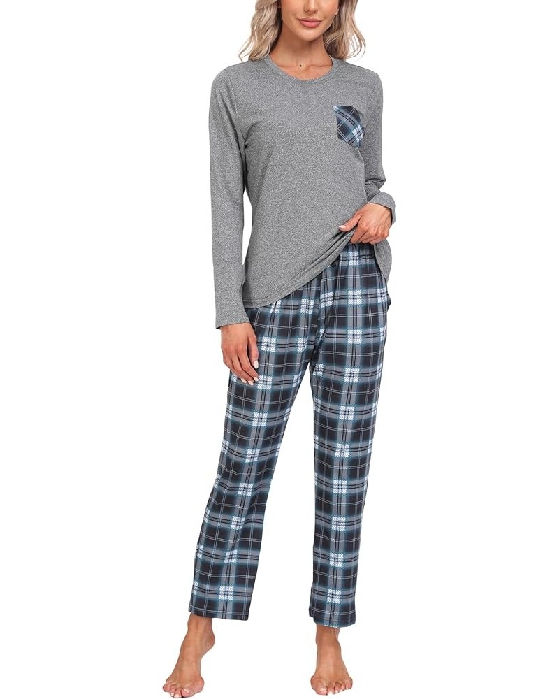 Soft Comfy Long Sleeve Pajama Sets Sleepwear for Men & Women 2 Piece Pajama Sets with Pockets Women Women-56-plaid $14.80 Sle...