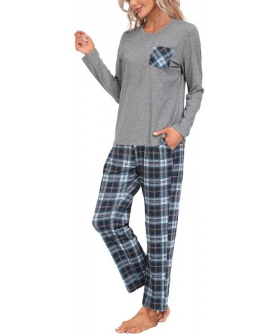 Soft Comfy Long Sleeve Pajama Sets Sleepwear for Men & Women 2 Piece Pajama Sets with Pockets Women Women-56-plaid $14.80 Sle...