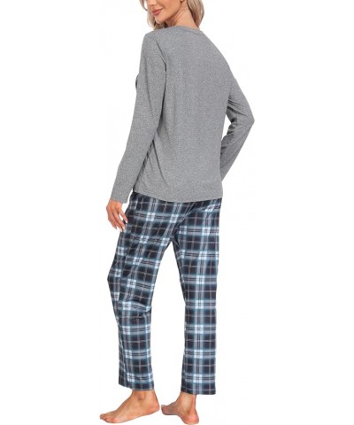 Soft Comfy Long Sleeve Pajama Sets Sleepwear for Men & Women 2 Piece Pajama Sets with Pockets Women Women-56-plaid $14.80 Sle...