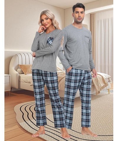 Soft Comfy Long Sleeve Pajama Sets Sleepwear for Men & Women 2 Piece Pajama Sets with Pockets Women Women-56-plaid $14.80 Sle...