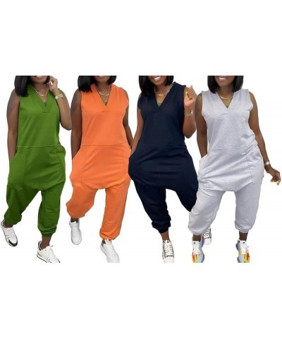 Women Casual Loose Bloomers Overalls Baggy Rompers Tank Sleeveless Jumpsuits with Pockets Grey $12.88 Overalls