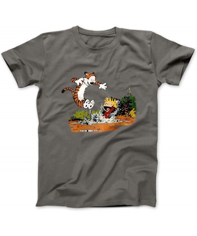 Calvin & Hobbes Puddle Splashing Short-Sleeve T-Shirt Asphalt $17.49 T-Shirts