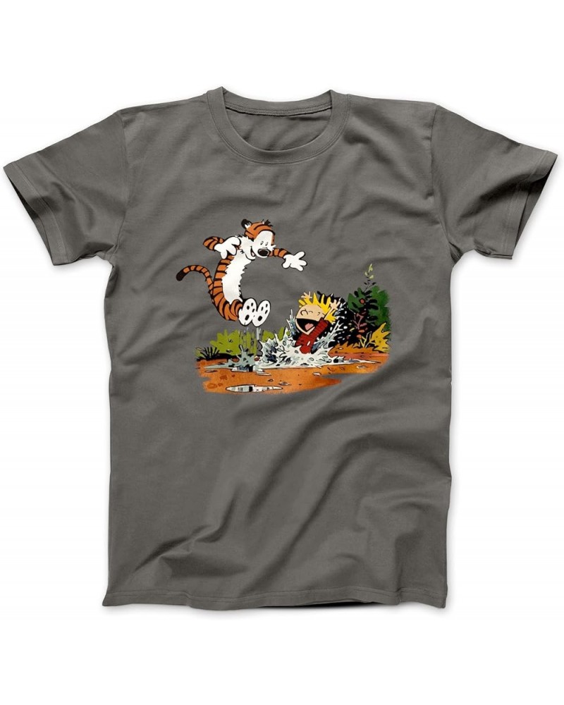 Calvin & Hobbes Puddle Splashing Short-Sleeve T-Shirt Asphalt $17.49 T-Shirts