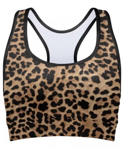 Women Padded Sports Bra Fitness Workout Running Shirts Yoga Tank Top Leopard Brown $11.65 Lingerie