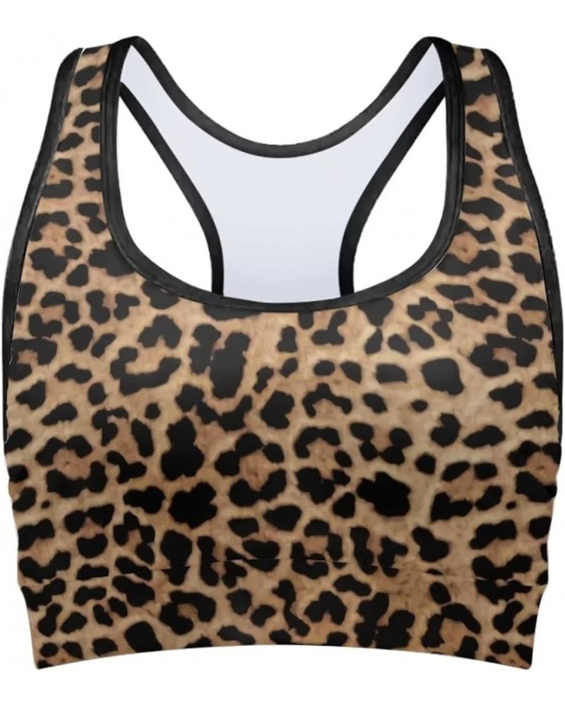 Women Padded Sports Bra Fitness Workout Running Shirts Yoga Tank Top Leopard Brown $11.65 Lingerie