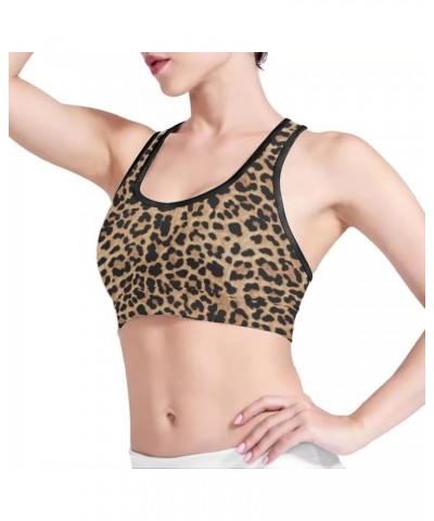 Women Padded Sports Bra Fitness Workout Running Shirts Yoga Tank Top Leopard Brown $11.65 Lingerie