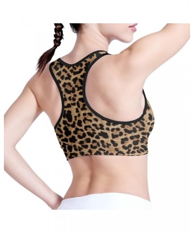 Women Padded Sports Bra Fitness Workout Running Shirts Yoga Tank Top Leopard Brown $11.65 Lingerie