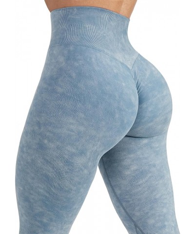 Women Ribbed Crossover Yoga Pants with Pockets High Waist Bell Bottom Flare Leggings Scrunch Butt 31" Inseam - Light Blue $11...