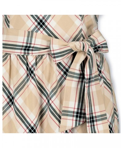 Women's Sleeveless A-Line Dress with Waist Sash Classic Tan Plaid $31.87 Dresses