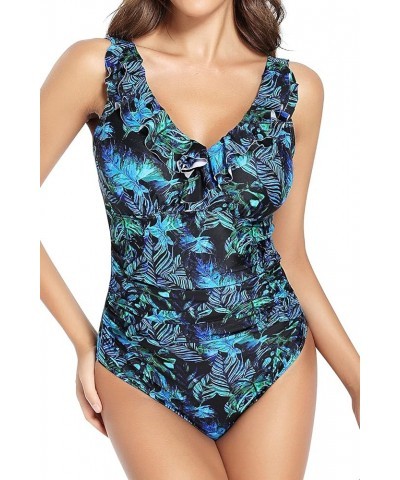 Women's One Piece Swimsuits Tummy Control Bathing Suits Ruffled Plus Size Swimwear Magical Flying $23.21 Swimsuits