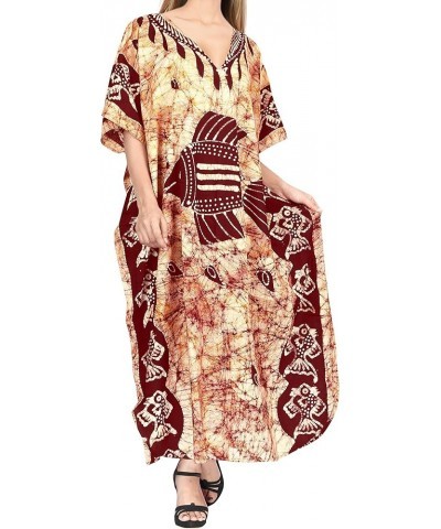 Women's Loose Caftan Maxi Night Evening Gown Loungewear Dashiki House Dresses for Women,1 Walnut, Fish $12.47 Swimsuits