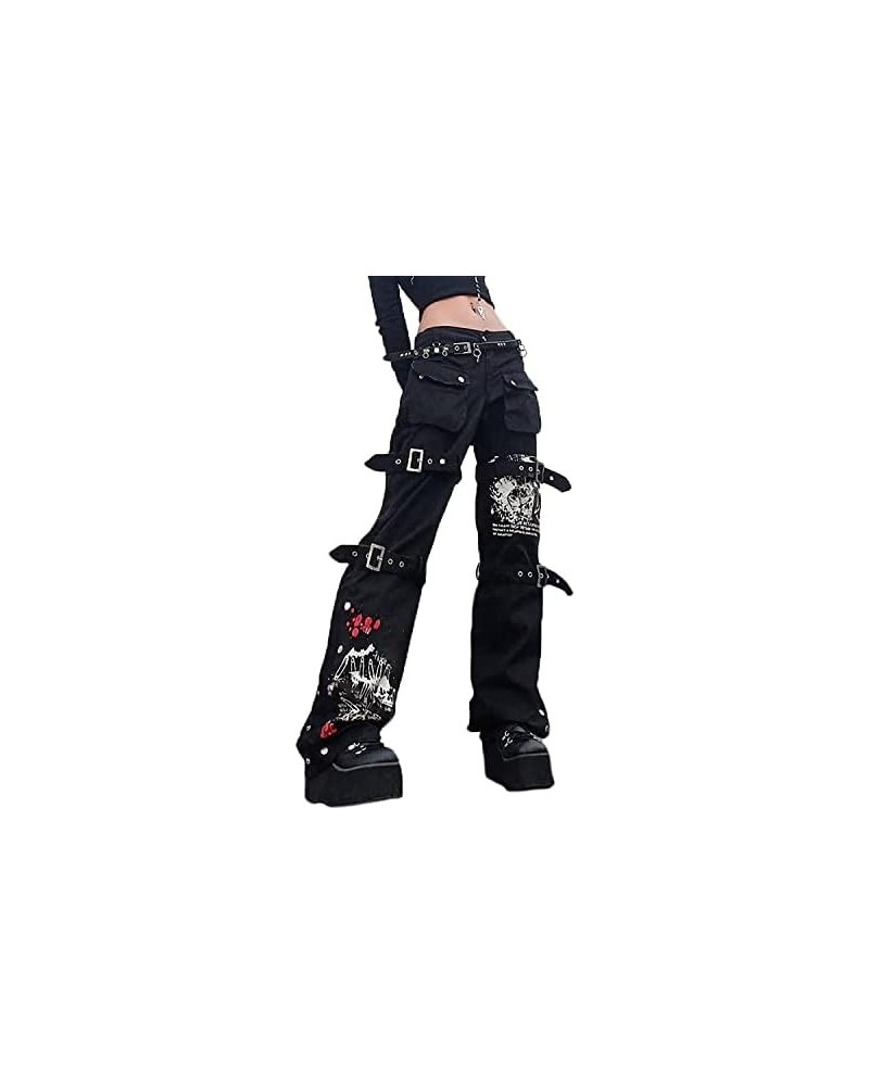 Gothic Cargo Jeans for Women Wide Leg Punk Grunge Baggy Tripp Pants Goth Aesthetic E-Girl Y2k Emo Alt Harajuku Streetwear 1 $...