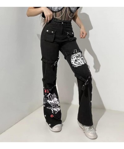 Gothic Cargo Jeans for Women Wide Leg Punk Grunge Baggy Tripp Pants Goth Aesthetic E-Girl Y2k Emo Alt Harajuku Streetwear 1 $...