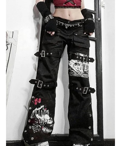 Gothic Cargo Jeans for Women Wide Leg Punk Grunge Baggy Tripp Pants Goth Aesthetic E-Girl Y2k Emo Alt Harajuku Streetwear 1 $...