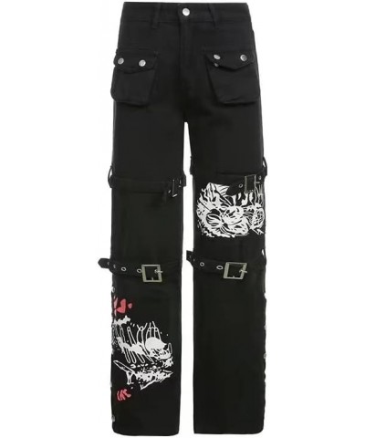 Gothic Cargo Jeans for Women Wide Leg Punk Grunge Baggy Tripp Pants Goth Aesthetic E-Girl Y2k Emo Alt Harajuku Streetwear 1 $...