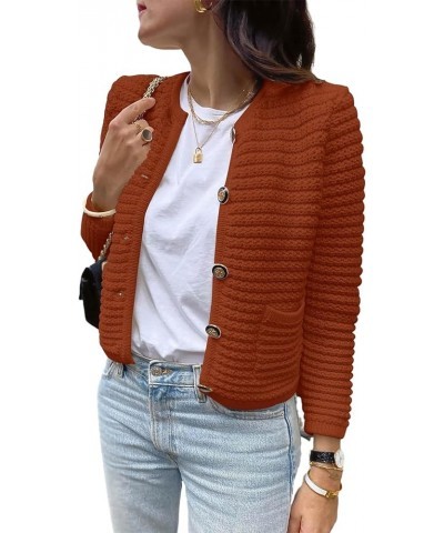 Women Fashion Round Neck Cardigan Stripe Patchwork Long Sleeve Cotton Sweater Button-Down Fall Casual Knit Top B Caramel $14....