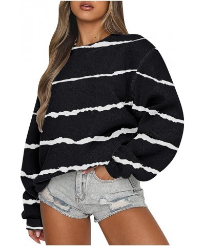 Womens Fashion 2023 Long Sleeve Sweatshirts Lightweight Casual Crew Neck Tops Fall Oversized Fleece Pullover Sweaters Iblack ...