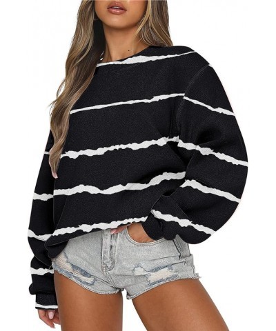 Womens Fashion 2023 Long Sleeve Sweatshirts Lightweight Casual Crew Neck Tops Fall Oversized Fleece Pullover Sweaters Iblack ...